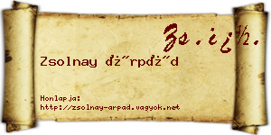 Zsolnay Árpád névjegykártya
